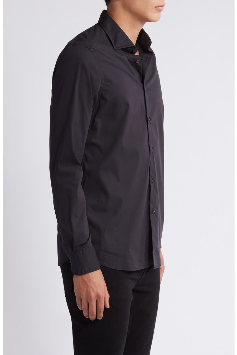 Slim Fit Stretch Poplin Button-Up Shirt, Alternate, color, BLACK