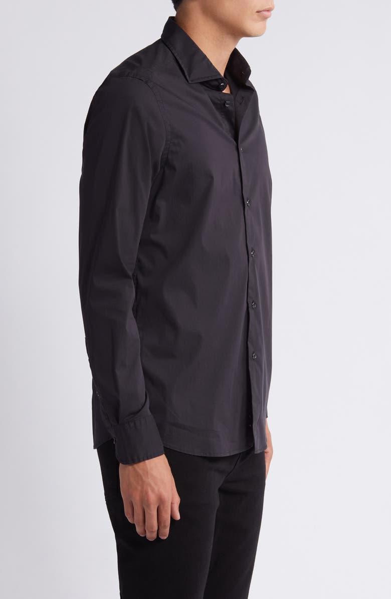 7 For All Mankind Slim Fit Stretch Poplin Button-Up Shirt, Alternate, color, Black
