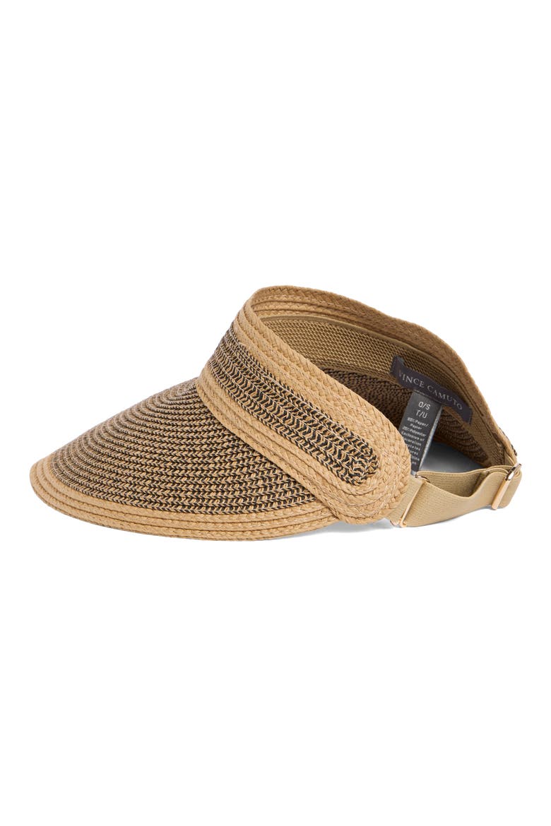 Rollup Straw Visor, Alternate, color, TAN MULTI