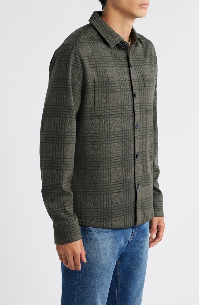 Robert Barakett Upton Plaid Double Knit Overshirt, Alternate, color, Olive
