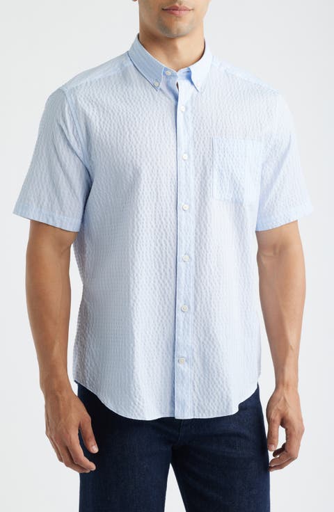 Leland Stripe Short Sleeve Seersucker Button-Down Shirt