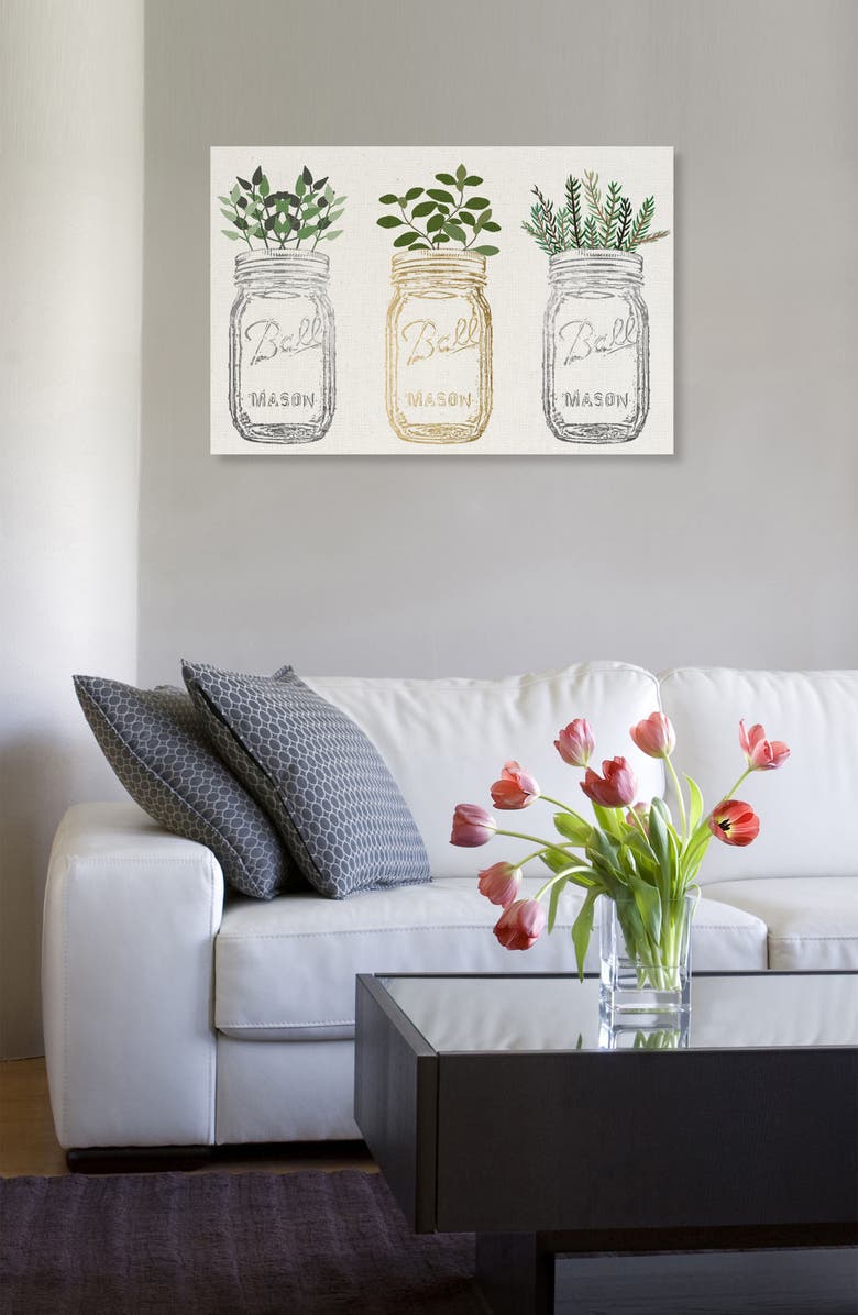 Oliver Gal Mason Jars & Plants Canvas Wall Art, Alternate, color,