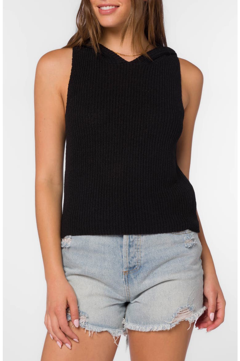 Marty Sleeveless Hooded Sweater, Main, color, BLACK