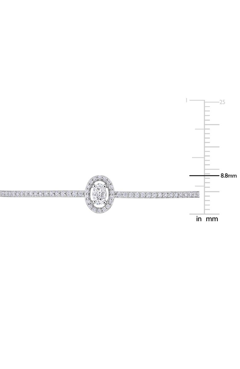 Julianna B. Moissanite Halo Adjustable Bolo Bracelet, Alternate, color, Sterling Silver