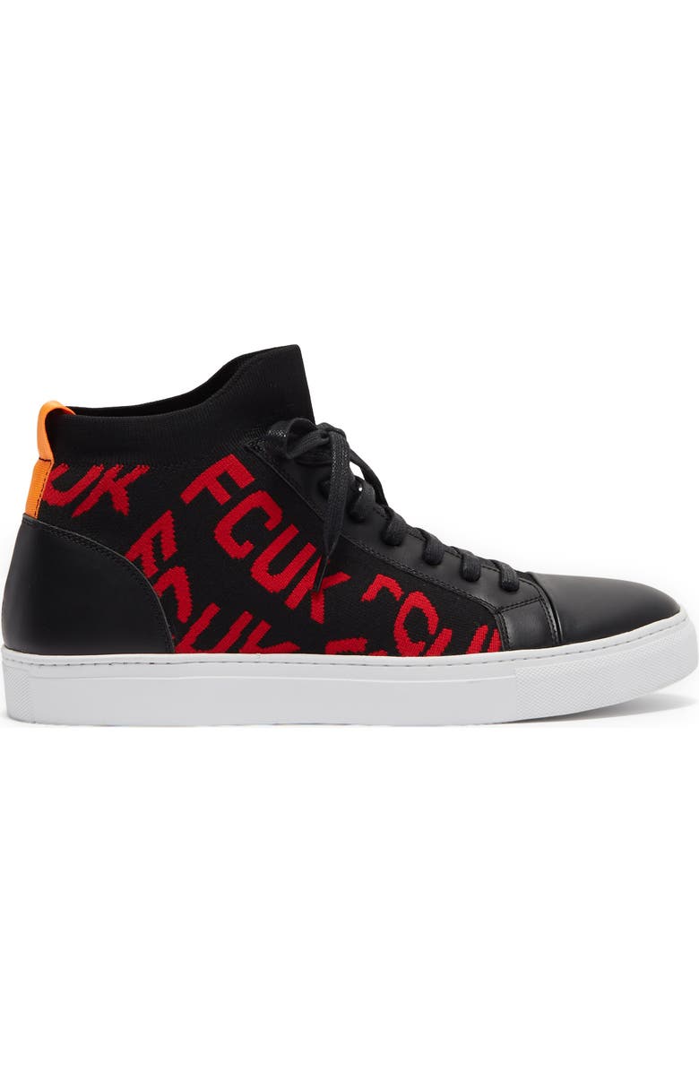 French Connection Kona Signature Leather Sock Sneaker, Alternate, color,