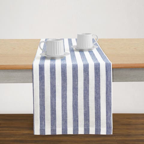 Linen Table Runner for Dining Table, Holiday and Everyday Table Decor - Sorrento Stripe