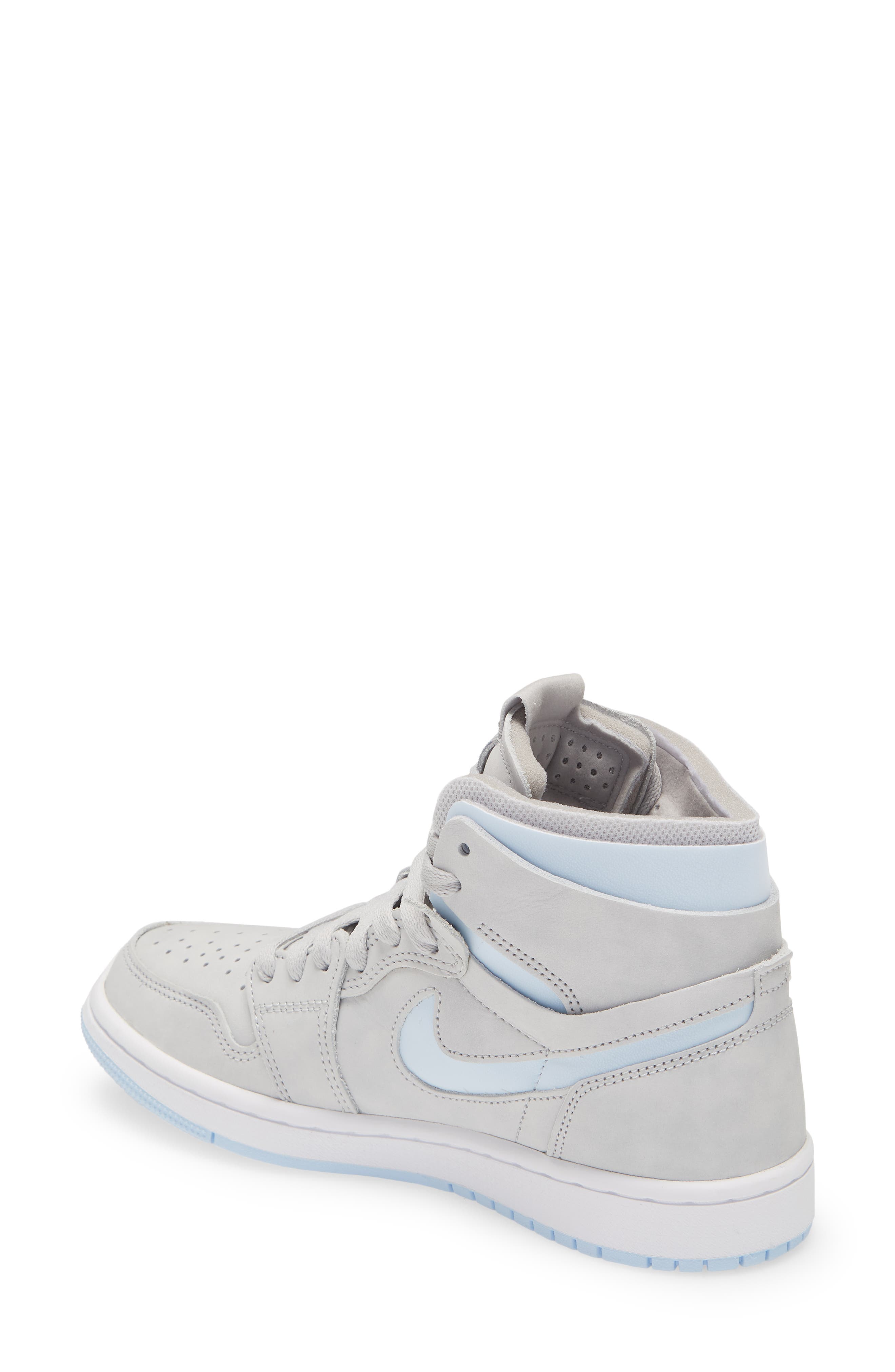 Air Jordan 1 Zoom Air Comfort High Top Sneaker, Alternate, color, GREY/ CELESTINE BLUE/ WHITE