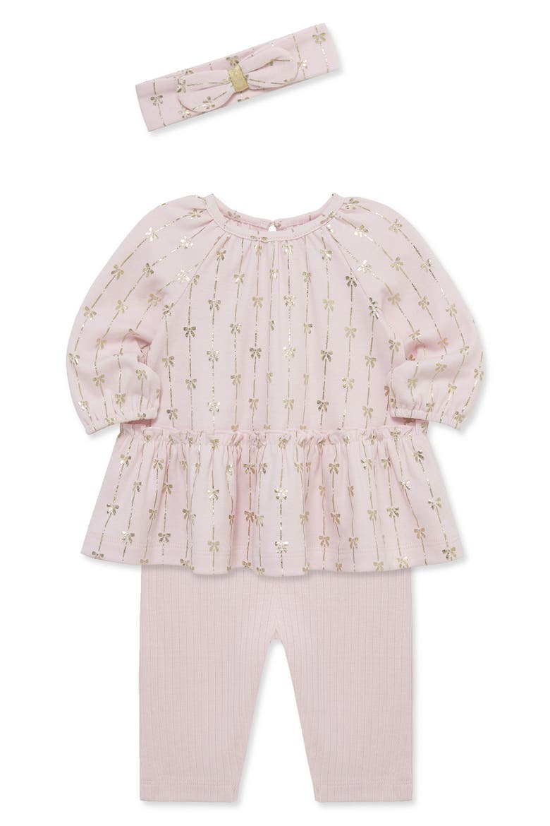 Kids' Bow Tunic, Leggings & Headband 3-Piece Set, Alternate, color, PINK