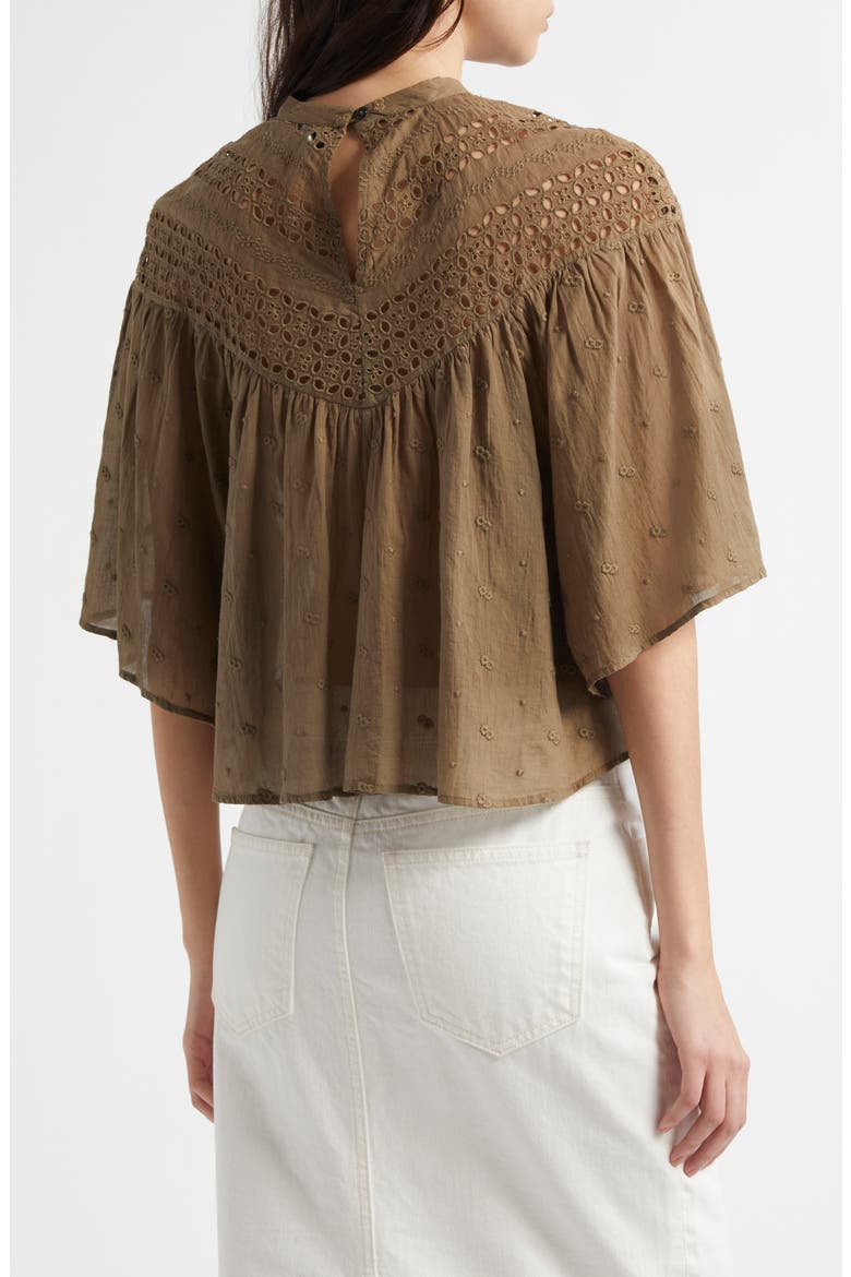 Mikki Eyelet Crop Top, Alternate, color, MILITARY GREEN