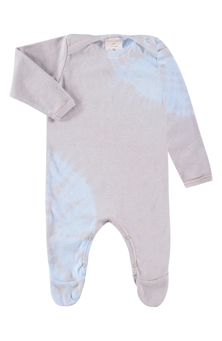 PAIGELAUREN Tie Dye Organic Cotton & Modal Footie Pajamas, Main, color, Pink