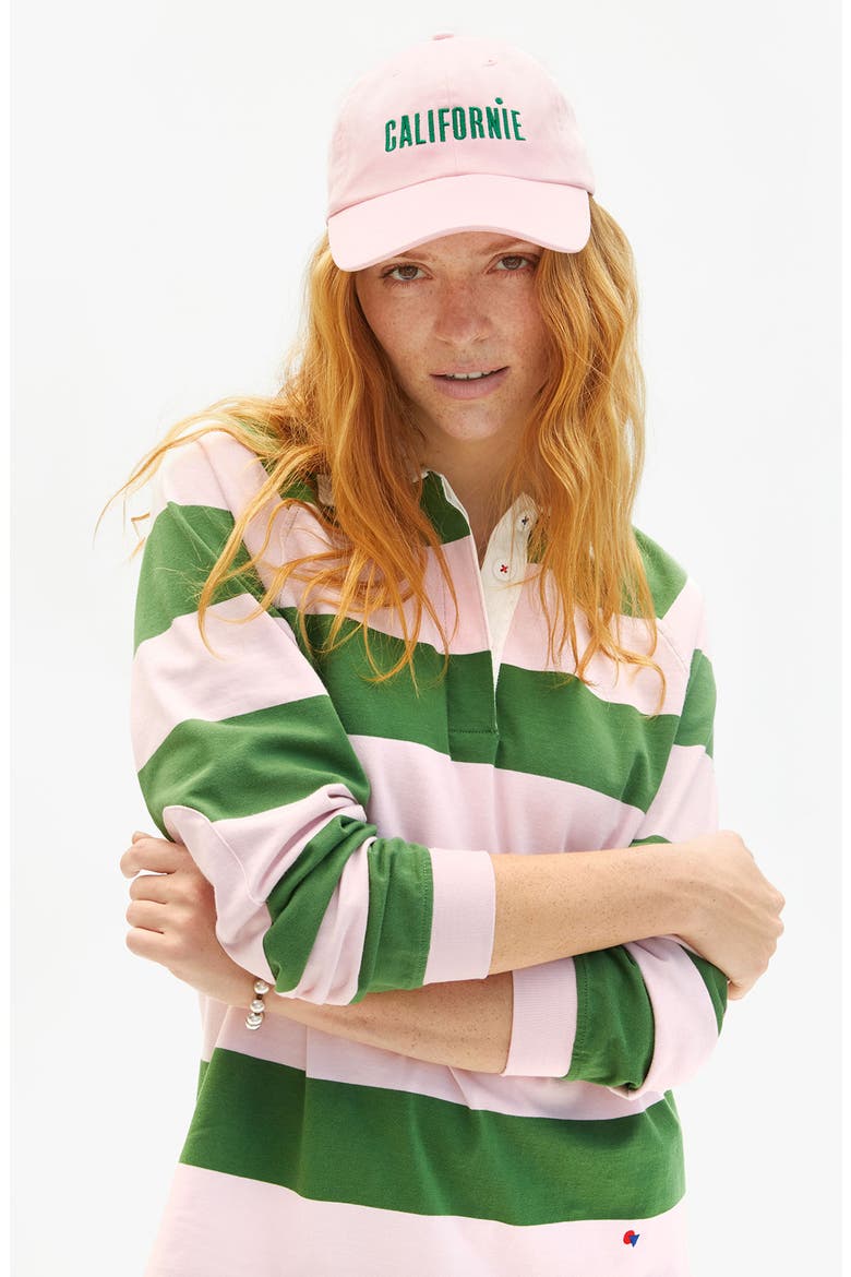 Californie Embroidered Cotton Twill Baseball Cap, Alternate, color, LIGHT PINK EMBROIDERED FERN