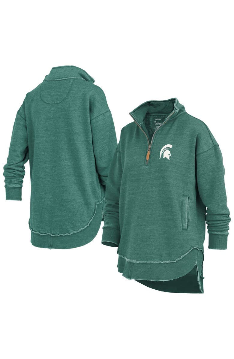 PRESSBOX Women's Pressbox Green Michigan State Spartans Northfork Sojourn Poncho Quarter-Zip Sweatshirt, Main, color, Green