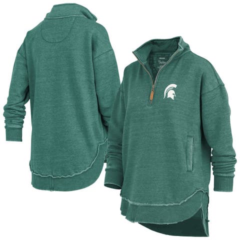 Women's Pressbox Green Michigan State Spartans Northfork Sojourn Poncho Quarter-Zip Sweatshirt