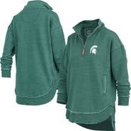 PRESSBOX Women's Pressbox Green Michigan State Spartans Northfork Sojourn Poncho Quarter-Zip Sweatshirt