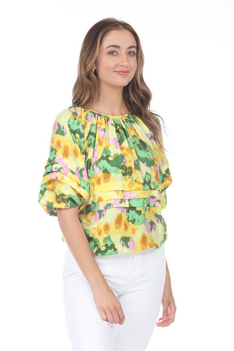 Floral Ruffle Top, Alternate, color, YELLOW