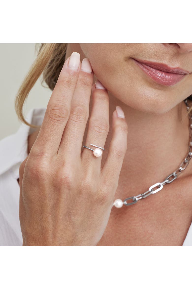 White South Sea Pearl & Diamond Valentina Ring, Alternate, color, White Gold