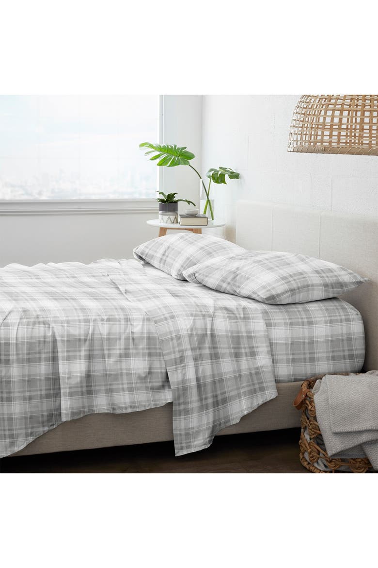 Premium Ultra Soft 4-Piece Flannel Bed Sheet Set, Alternate, color, LIGHT GRAY