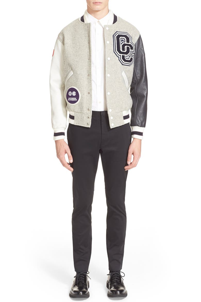 'OC Classic' Varsity Jacket, Alternate, color, LIGHT GREY MULTI