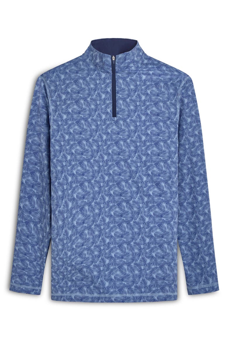 OoohCotton® Frond Print Stretch Cotton Quarter Zip Pullover, Alternate, color, AIR-BLUE