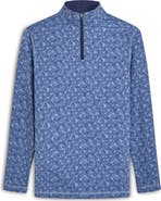 Bugatchi OoohCotton® Frond Print Stretch Cotton Quarter Zip Pullover