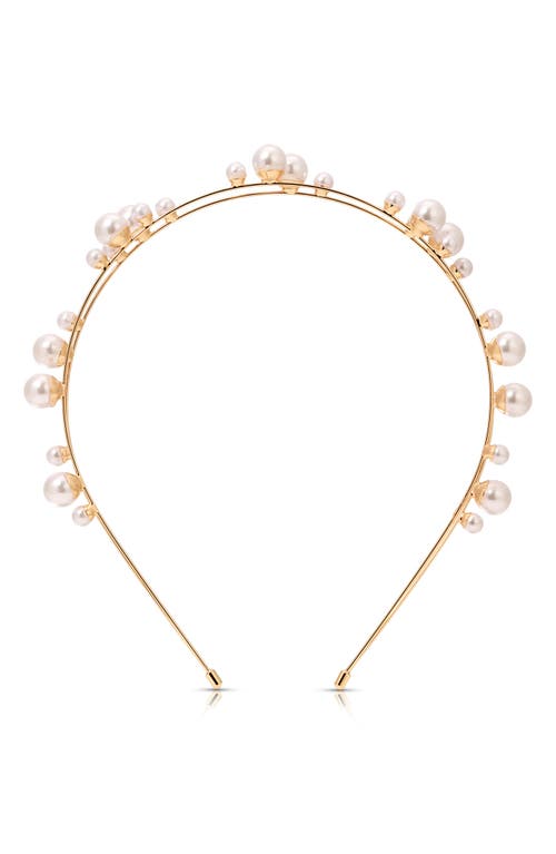 Ettika Multi Faux Pearl Headband In Gold