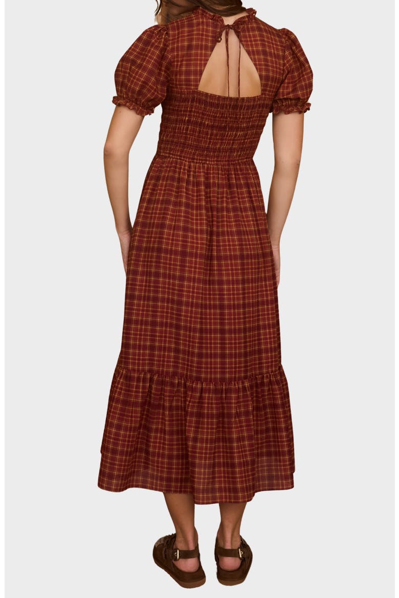 Puff Sleeve Maxi Dress, Alternate, color, RED MULTI