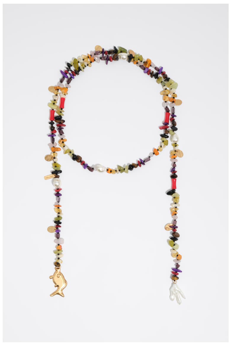 Multicolor Stones And Fish Necklace, Main, color, PURPLE