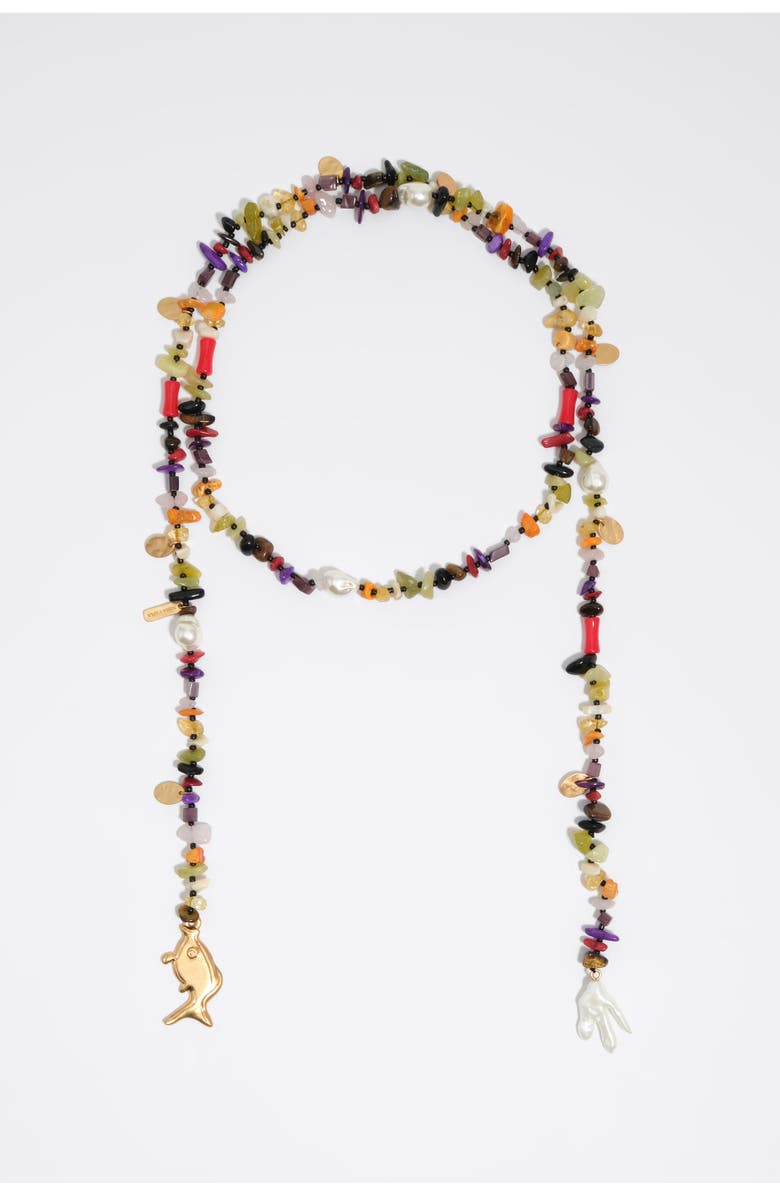 Bimba y Lola Multicolor Stones And Fish Necklace, Main, color, Purple