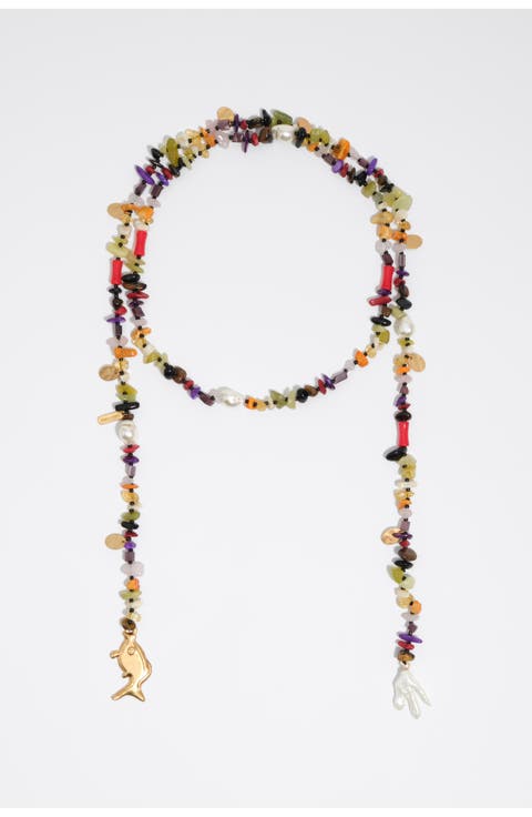 Multicolor Stones And Fish Necklace