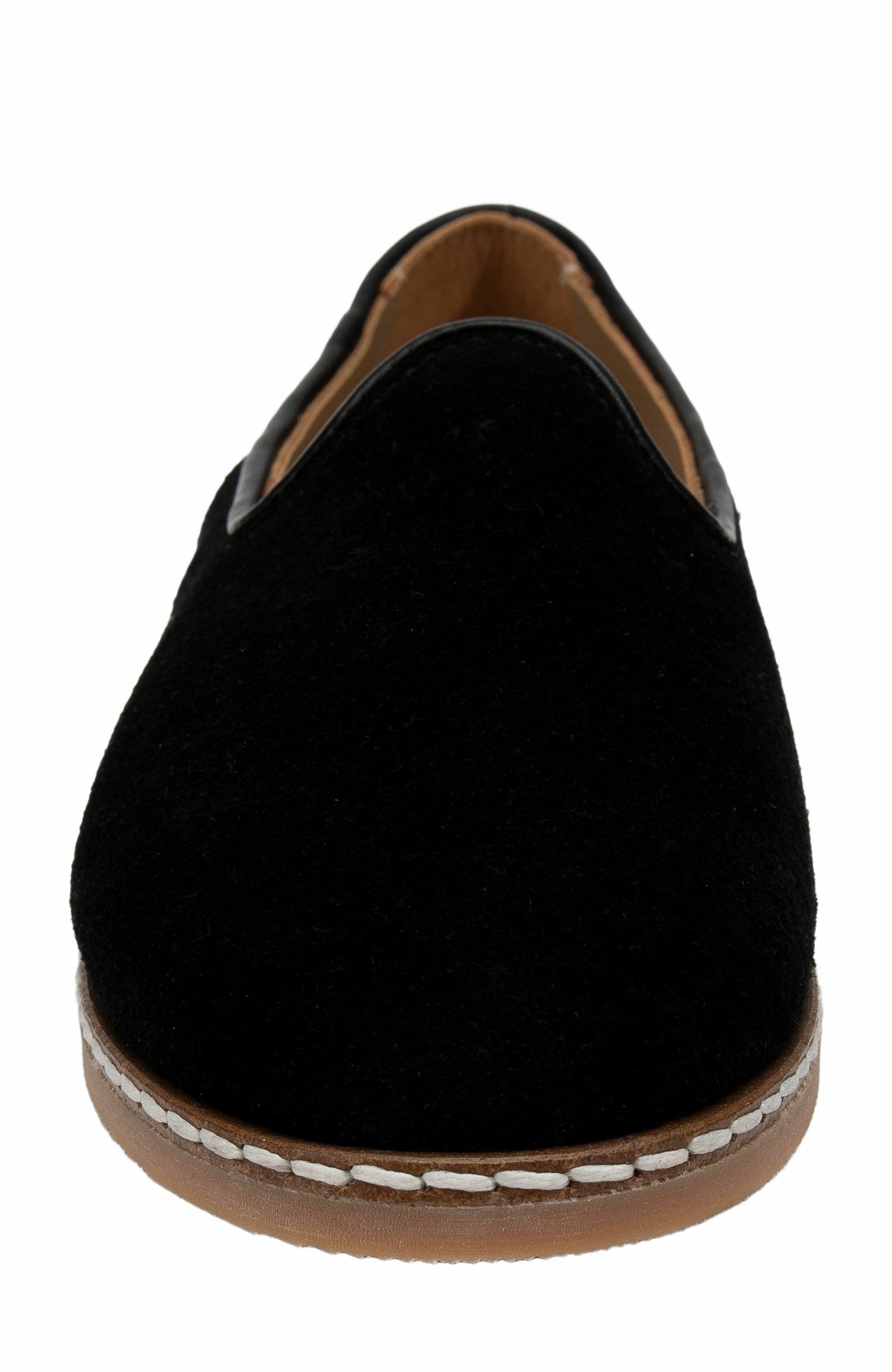 Epilogue Shoes Istanbul Suede Leather Slip On Flats, Alternate, color, Black Suede Leather