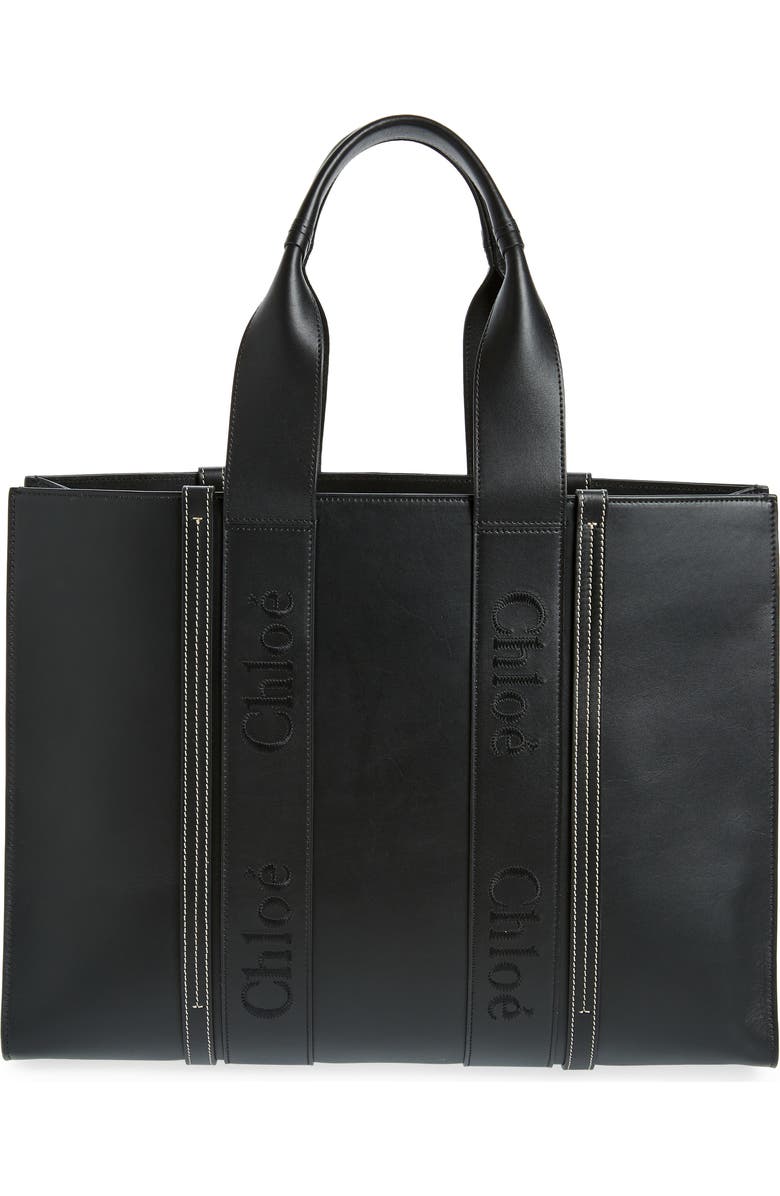 Chloé Large Woody Leather Tote, Main, color,
