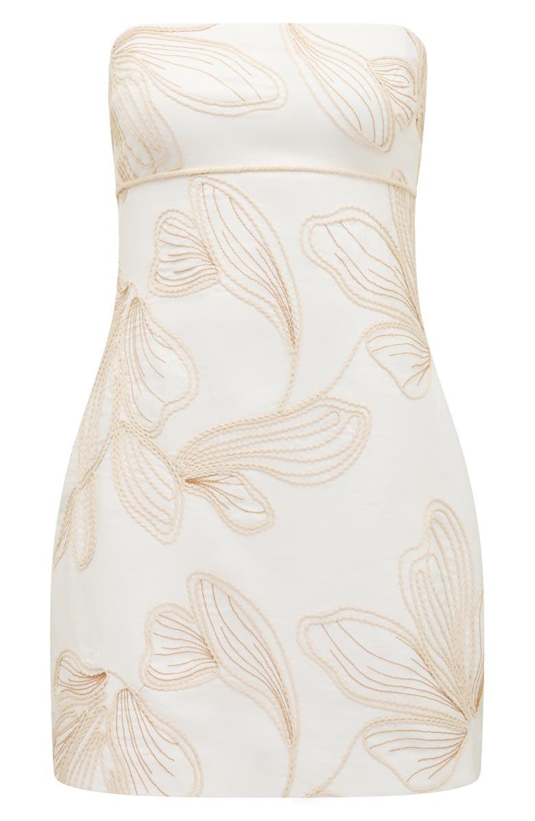 Ever New Jenny Strapless Embroidered Linen Blend Minidress, Alternate, color, Riley Embroidery