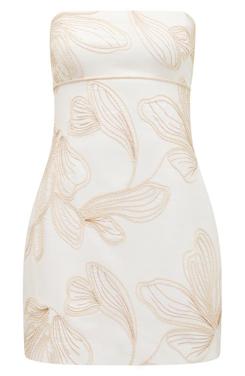 Shop Ever New Jenny Strapless Embroidered Linen Blend Minidress