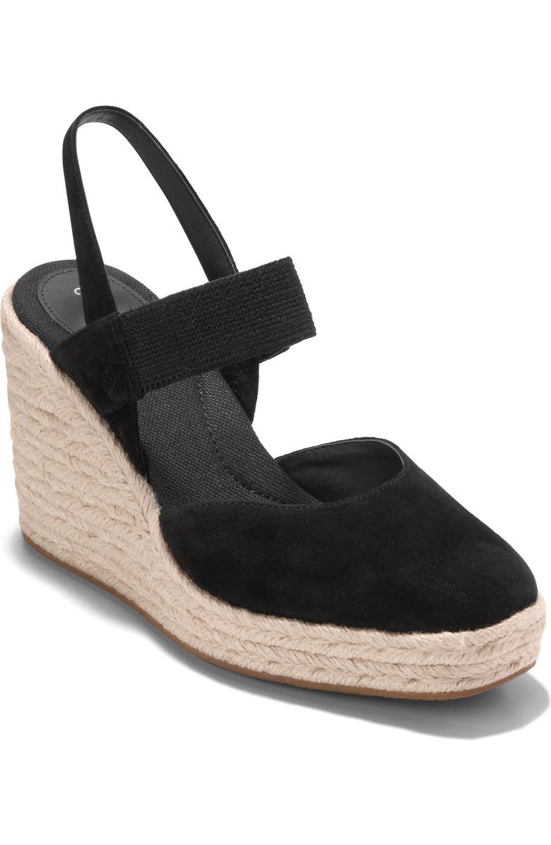 Cole Haan Kenna Espadrille Wedge Sandal, Main, color, Black Suede / Black Elastic