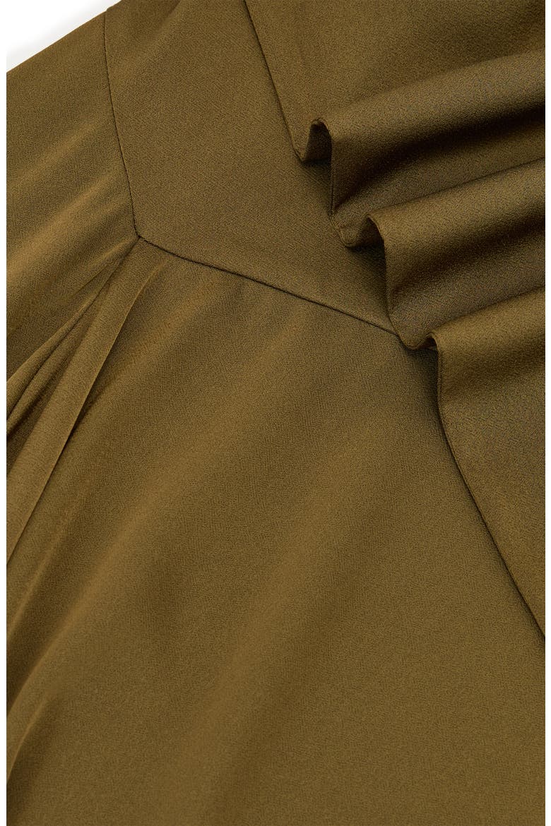 Naomi One-Shoulder Drape Midi Dress, Alternate, color, KHAKI GREEN