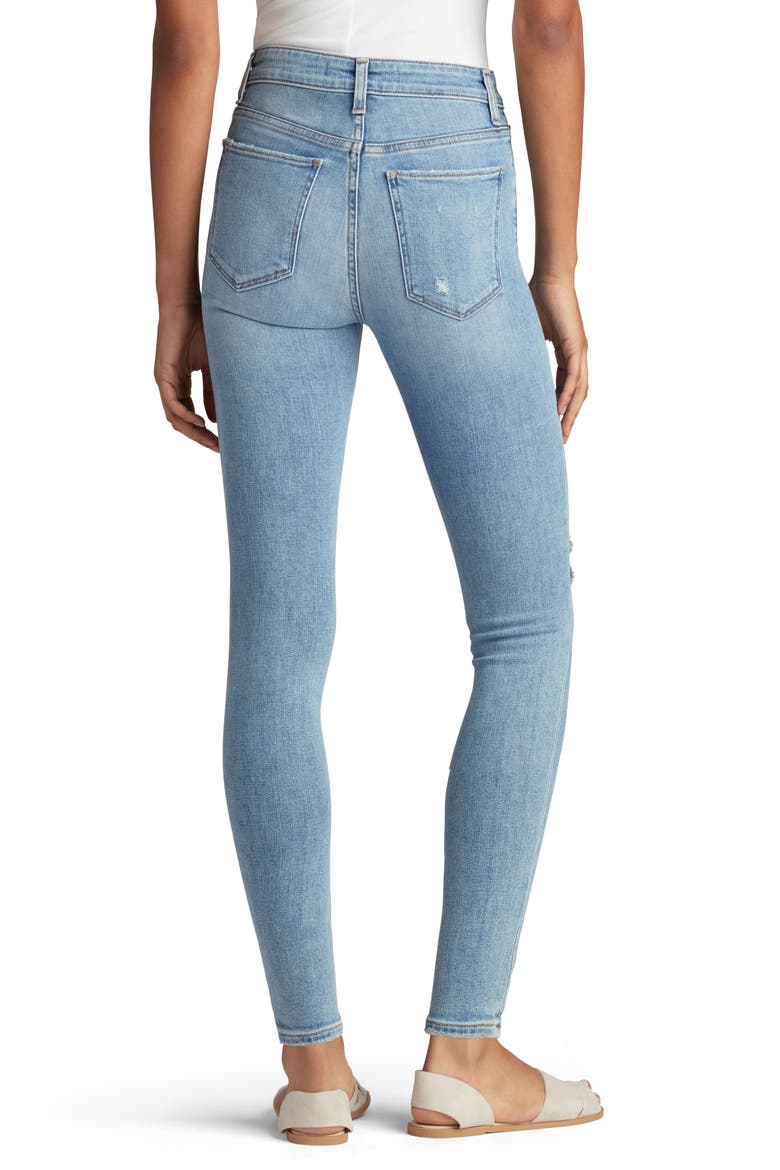 The Charlie Distressed High Waist Ankle Skinny Jeans, Alternate, color, WALL FLOWER