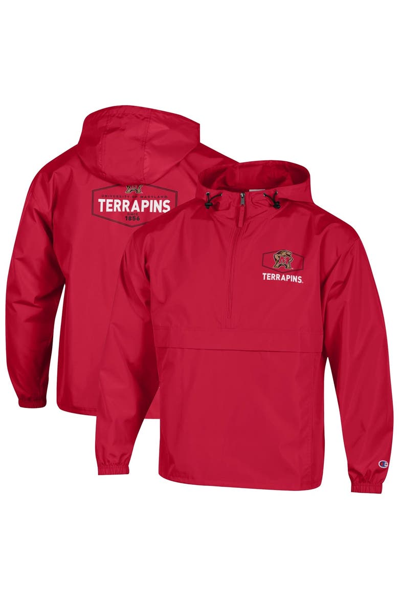 Men's Champion Red Maryland Terrapins Delay Packable Half-Zip Jacket, Main, color, Red