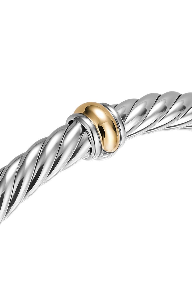 David Yurman Cable Flex Center Station Bracelet in Sterling Silver with 14K Yellow Gold, 6mm, Alternate, color, Silver