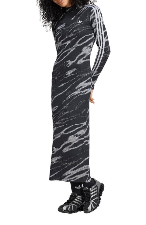 3-Stripes Mock Neck Maxi Dress