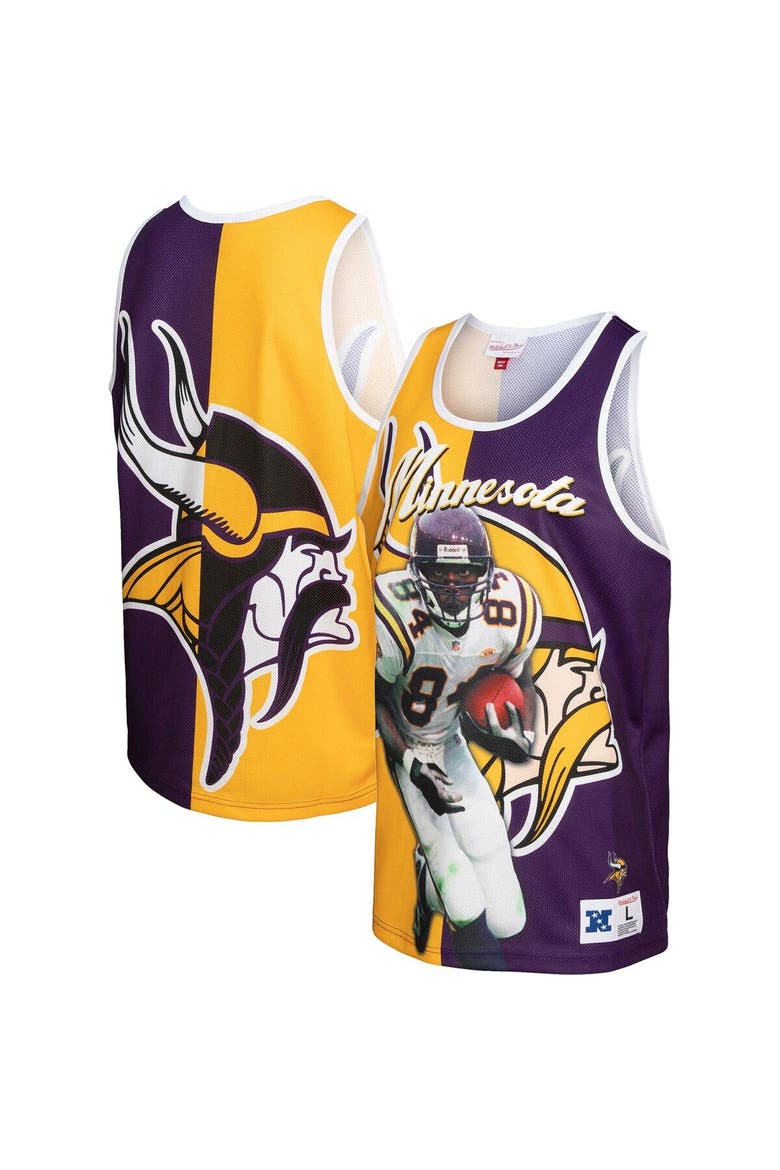 Men's Mitchell & Ness Randy Moss Purple/Gold Minnesota Vikings Retired Player Graphic Tank Top, Main, color, Gold
