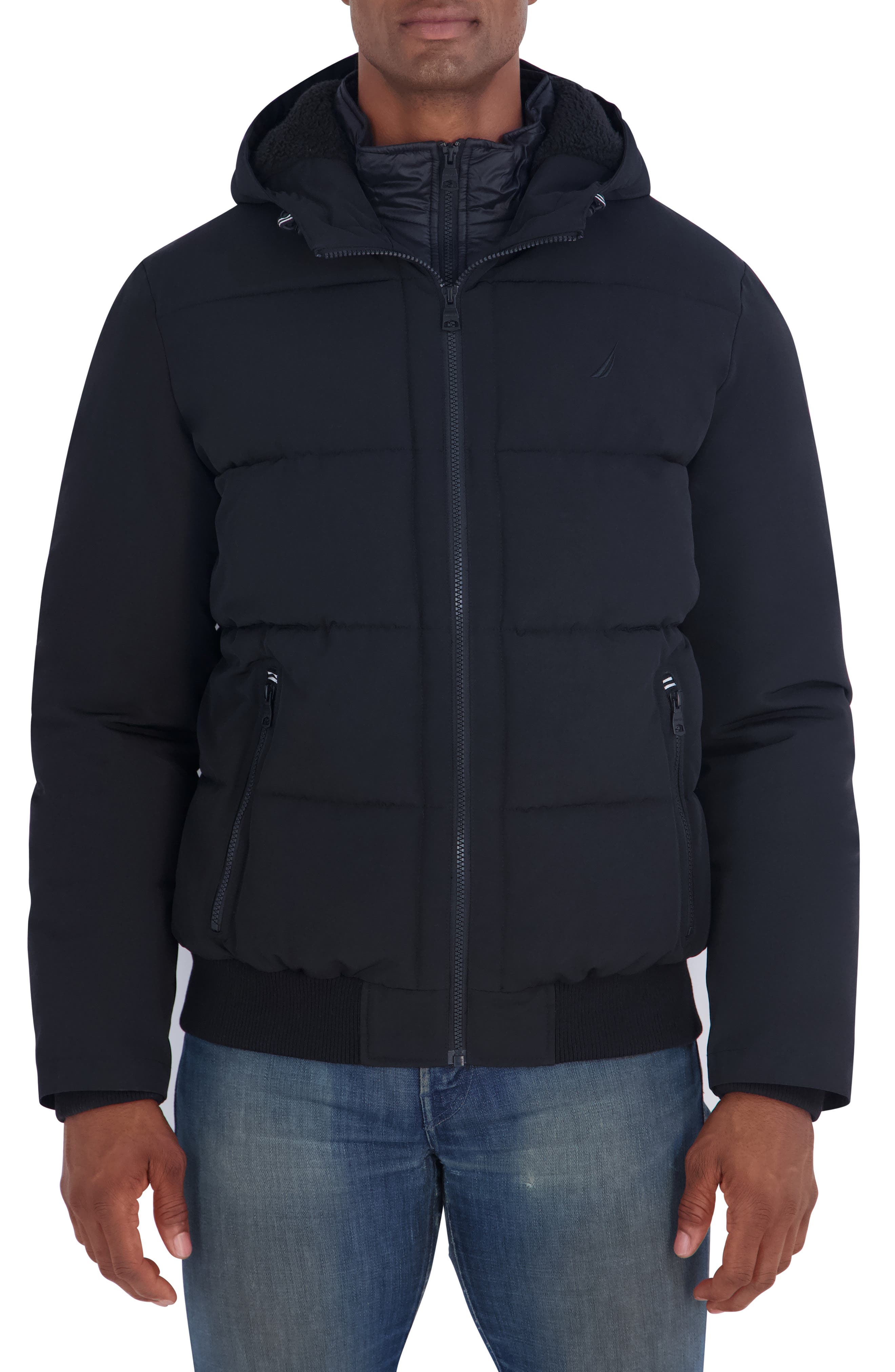 Mixed Quilted Bomber Jacket