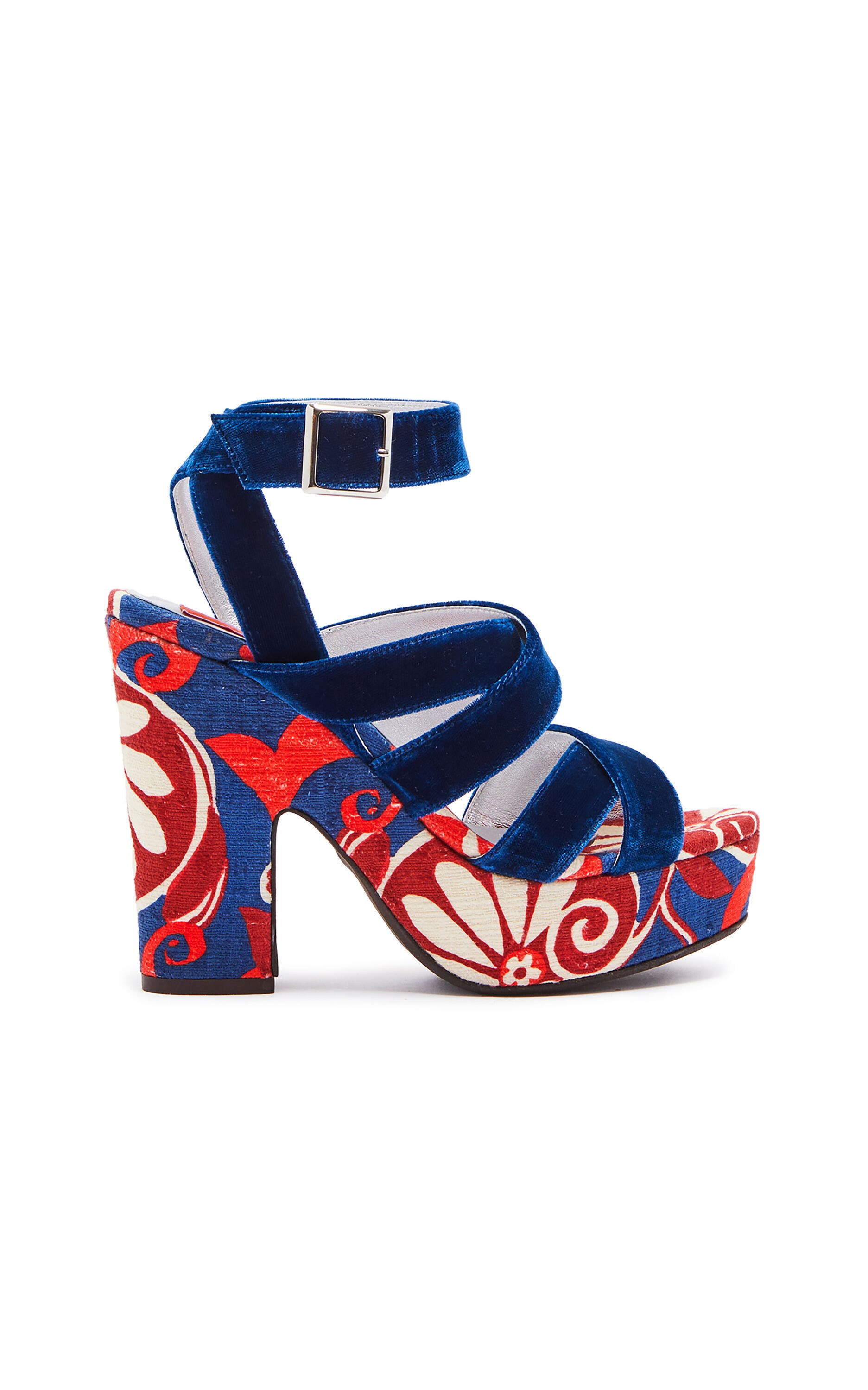 La DoubleJ Medal Wedge Moonflower Navy, Main, color, Moonflower Navy