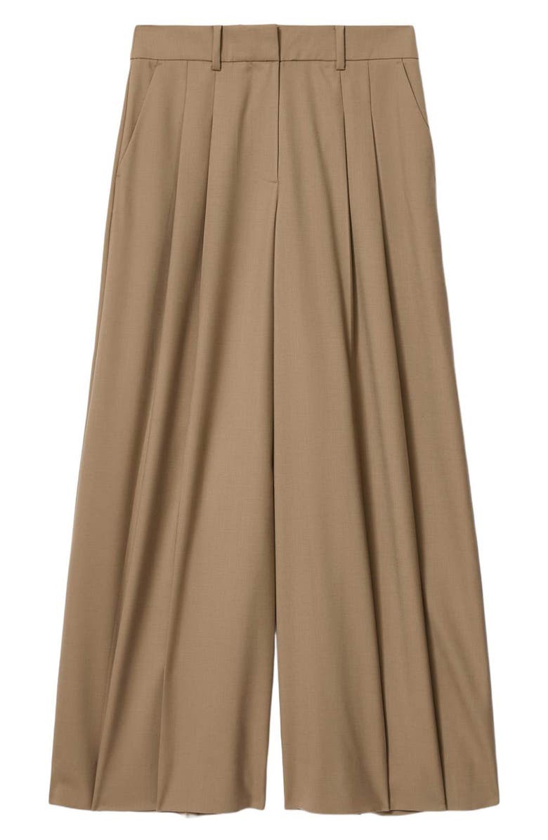 AllSaints Poppy Stretch Wool Blend Wide Leg Trousers, Alternate, color, Sand Brown