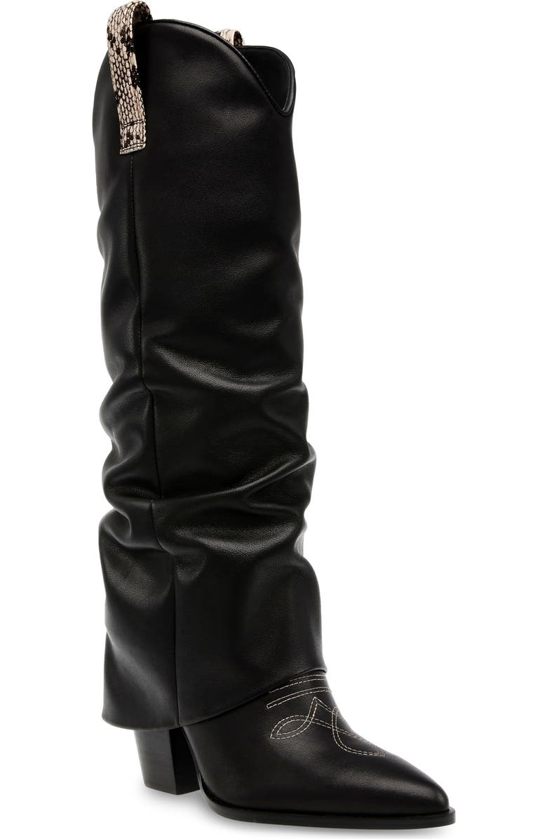 Steve Madden Lassy Ruched Pointed Toe Western Boot, Main, color,