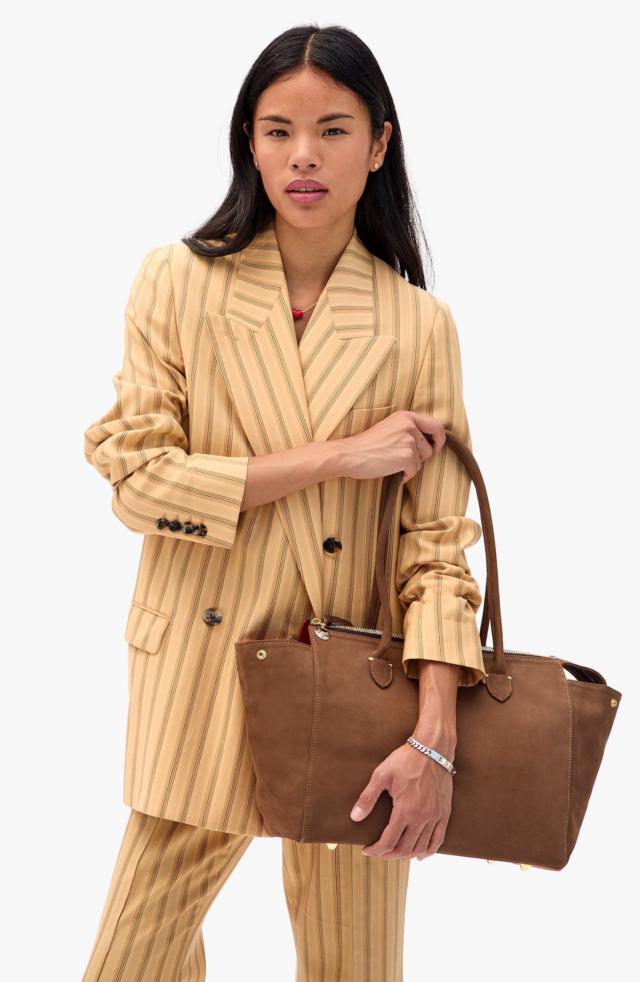 Clare V. Beatrice Nubuck Leather Tote, Alternate, color, Choco Bar