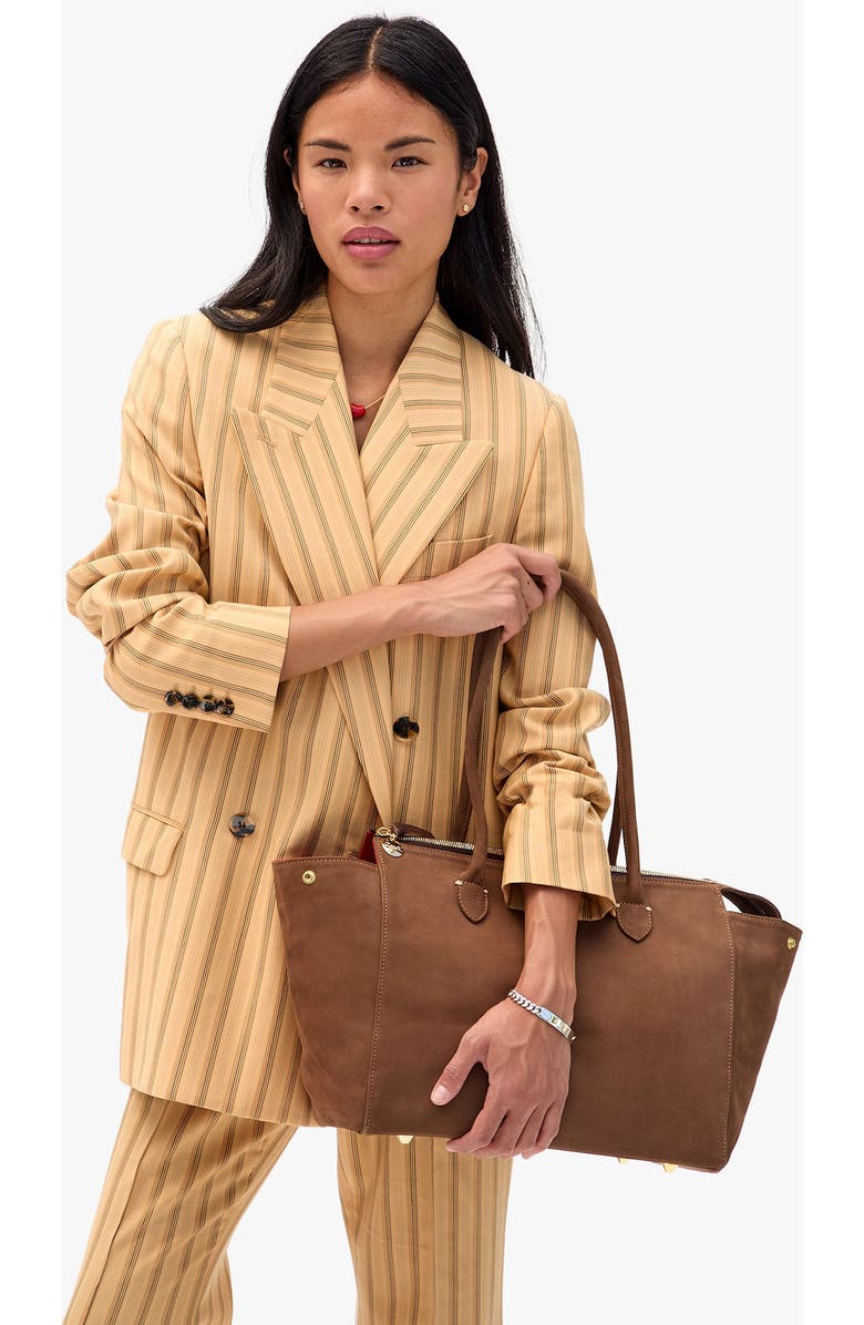 Clare V. Beatrice Nubuck Leather Tote, Alternate, color, Choco Bar