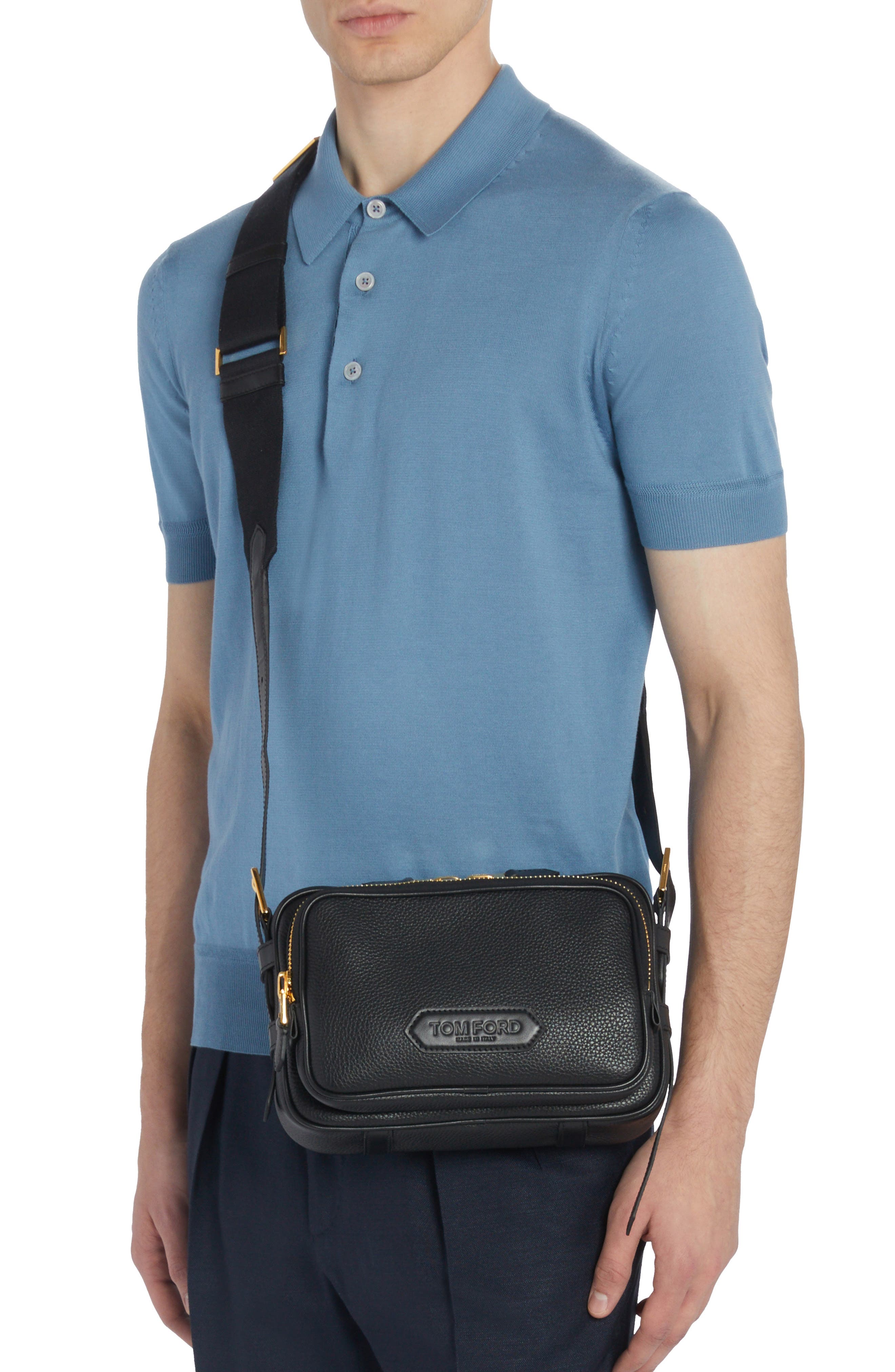 TOM FORD Large Grained Leather Messenger Bag, Alternate, color, 