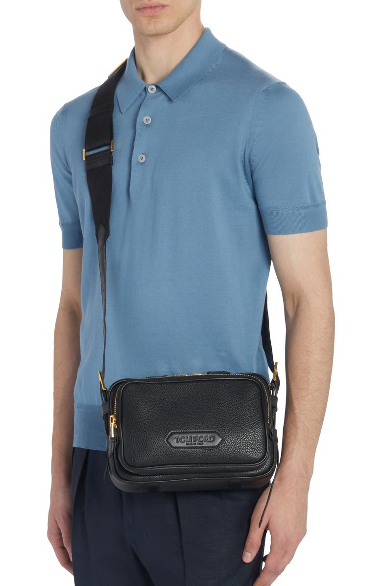 TOM FORD Large Grained Leather Messenger Bag, Alternate, color,