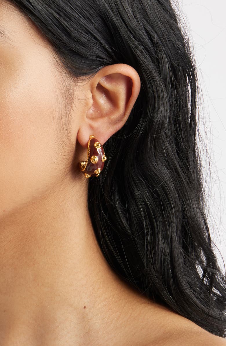 Karine Sultan Espresso Hoop Earrings, Alternate, color, Gold