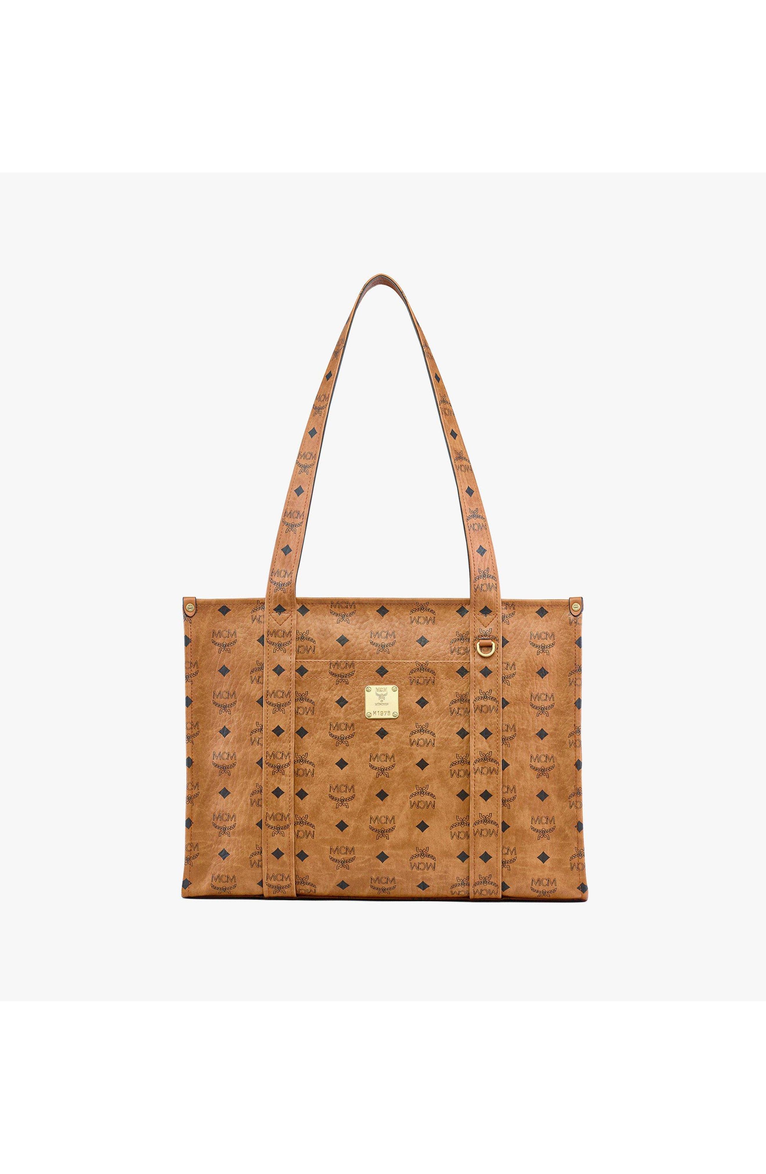 Large Aren School Bag Tote in Visetos, Main, color, Cognac